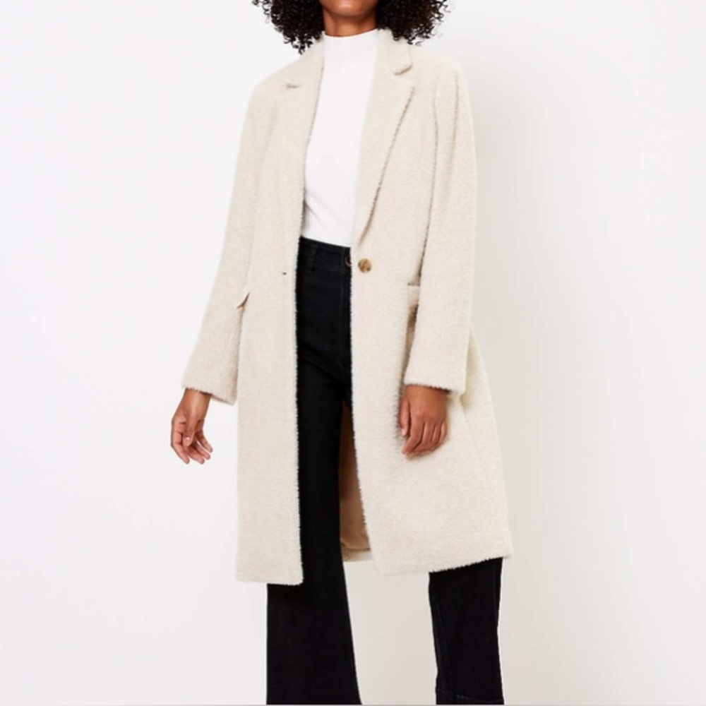 Loft Cream Herringbone Cozy Coat